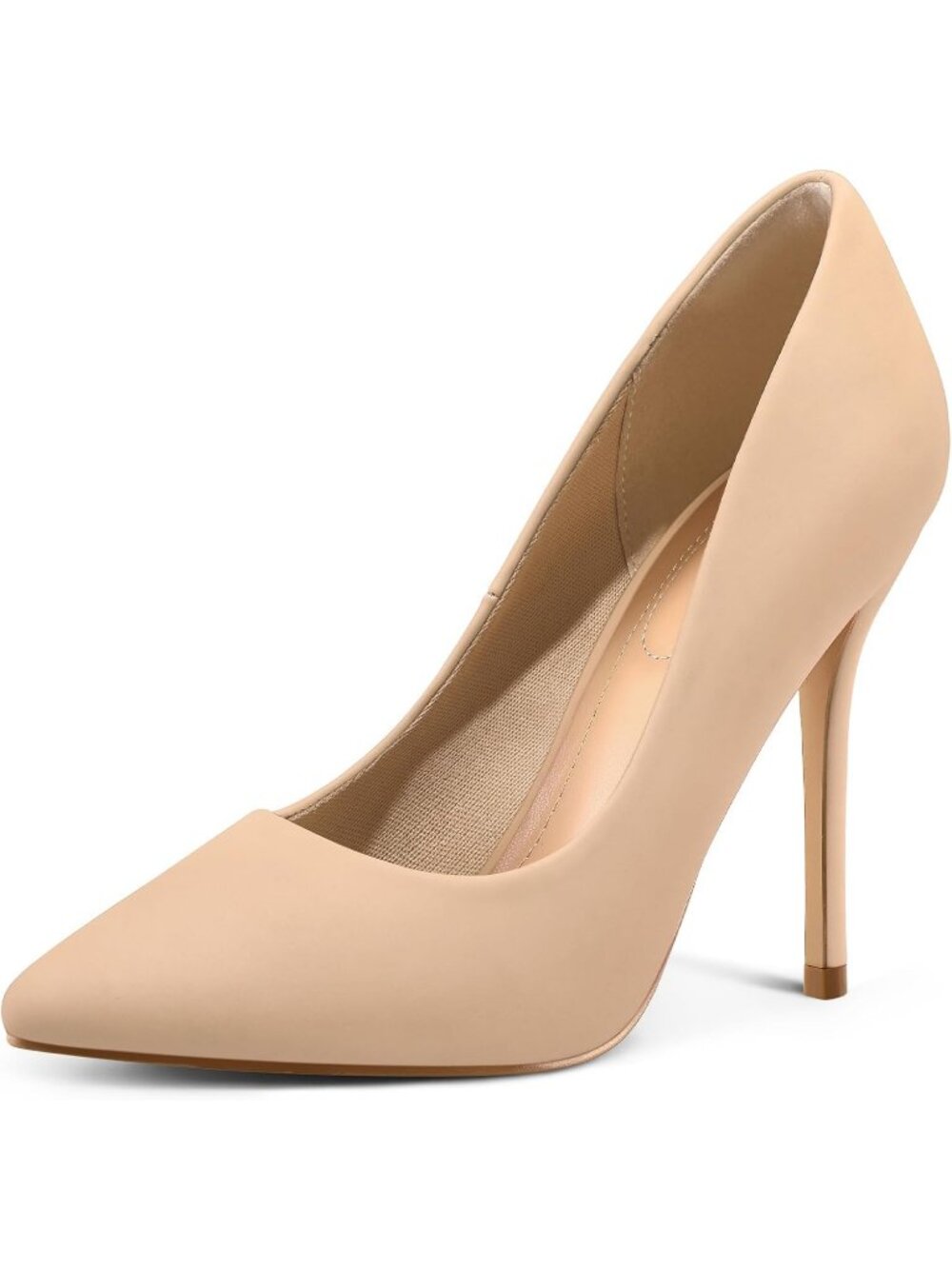 Women's Nude Nubuck Pull On Pumps Closed Pointed Toe Stiletto 4IN Heels Shoes